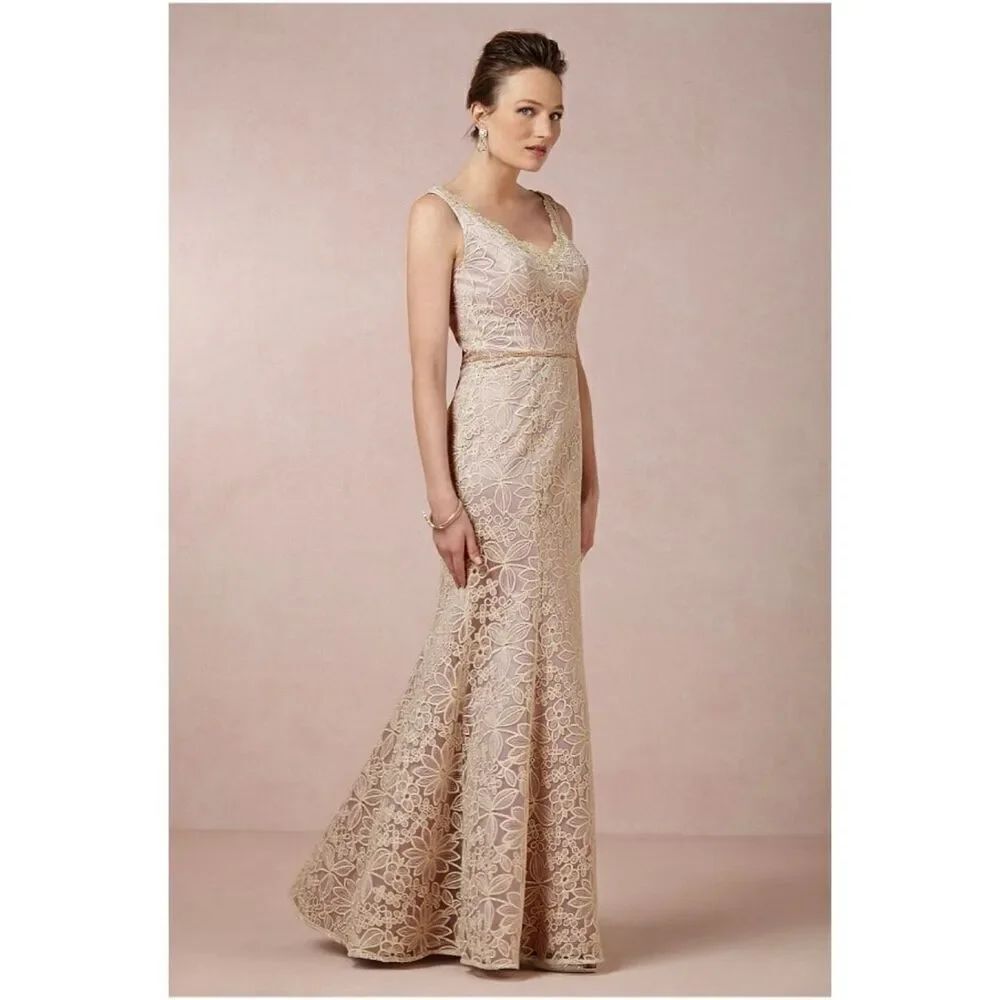 BHLDN JS Collections Women’s Fiora Metallic Gold Floral Over Lavender Gown